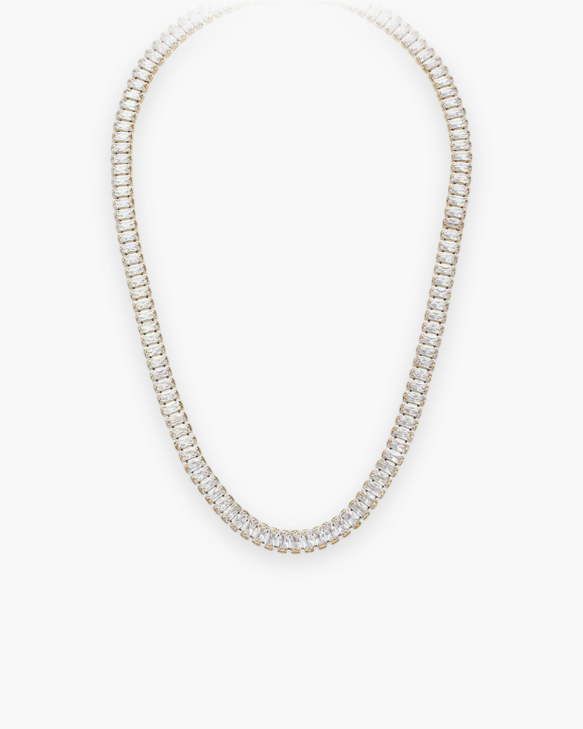 Atlas baguette cubic zirconia tennis chain in gold-tone stainless steel [c:goldsilver]