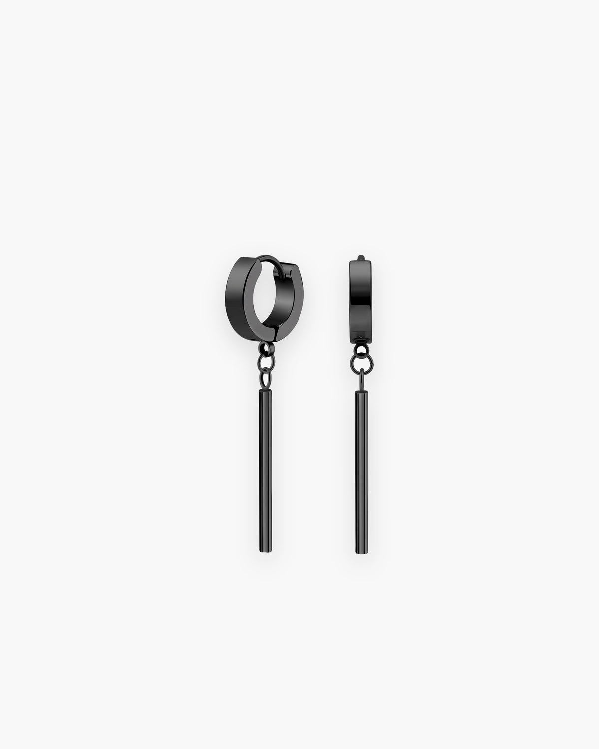 Atlas bar drop hoop earrings in black titanium steel [c:black]