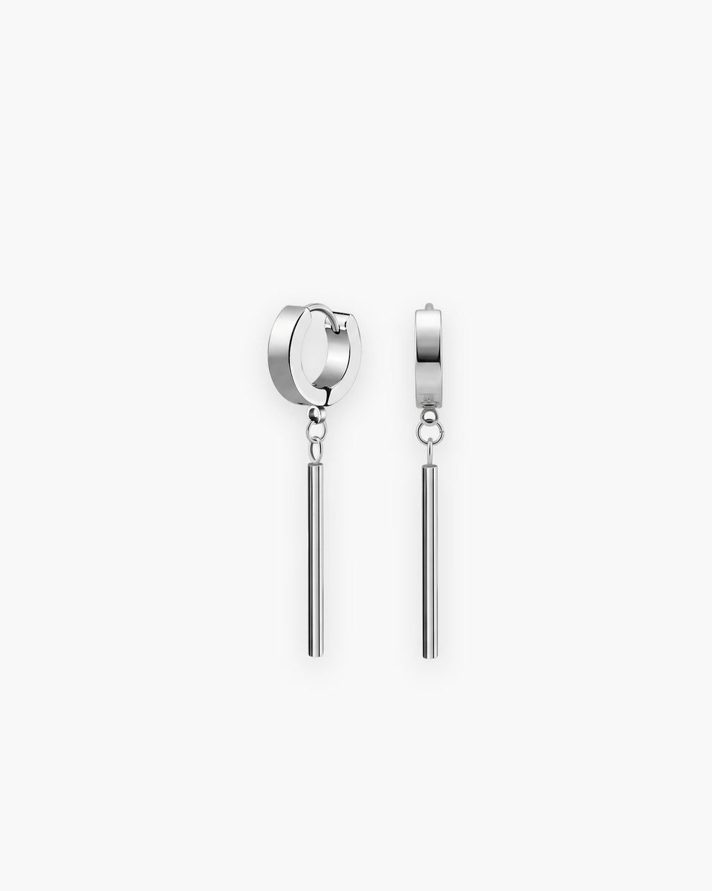 Atlas bar drop hoop earrings in silver-tone titanium steel [c:silver]