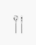 Atlas bar drop hoop earrings in silver-tone titanium steel [c:silver]