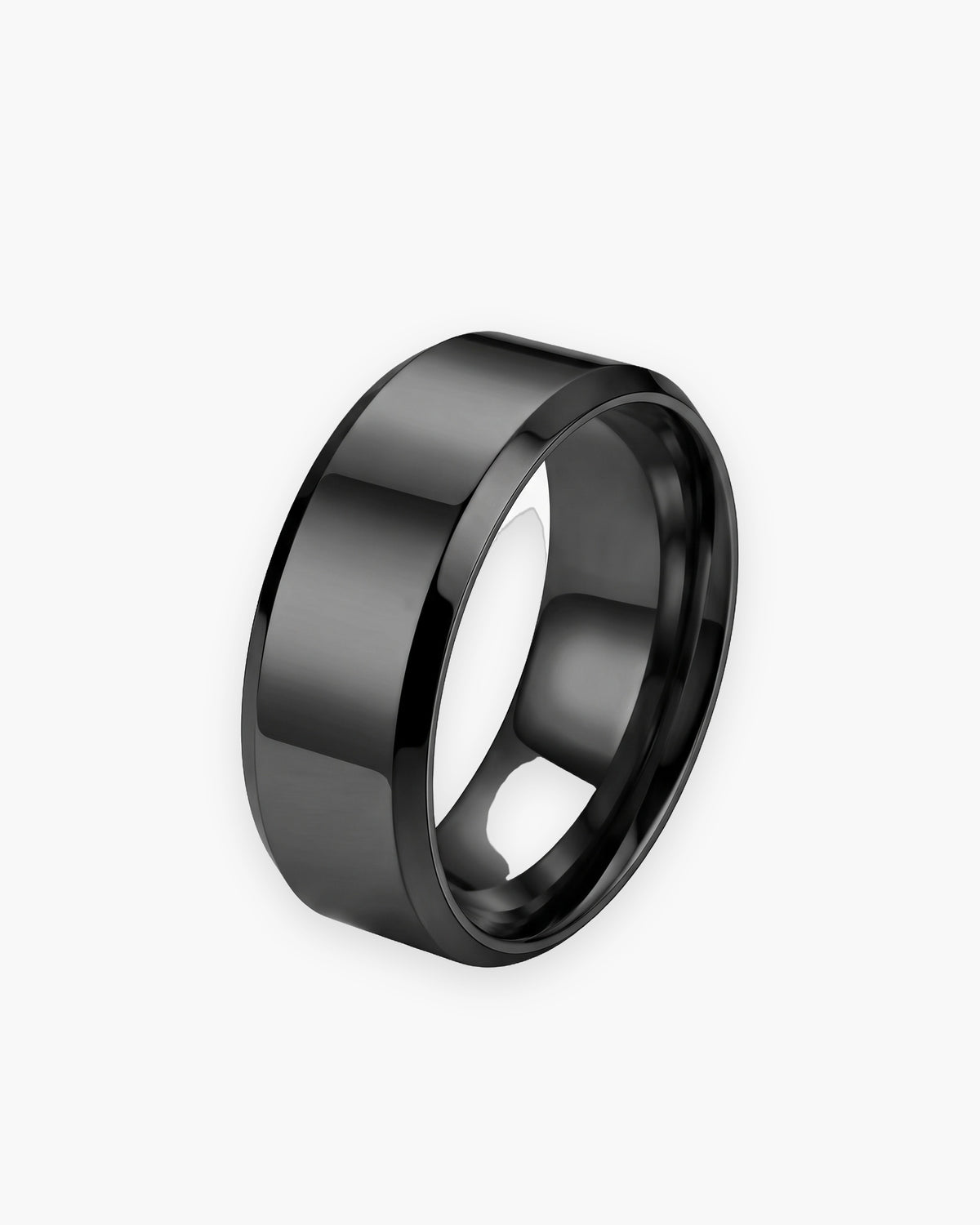 Atlas Beveled Edge Band Ring in black [c:black]