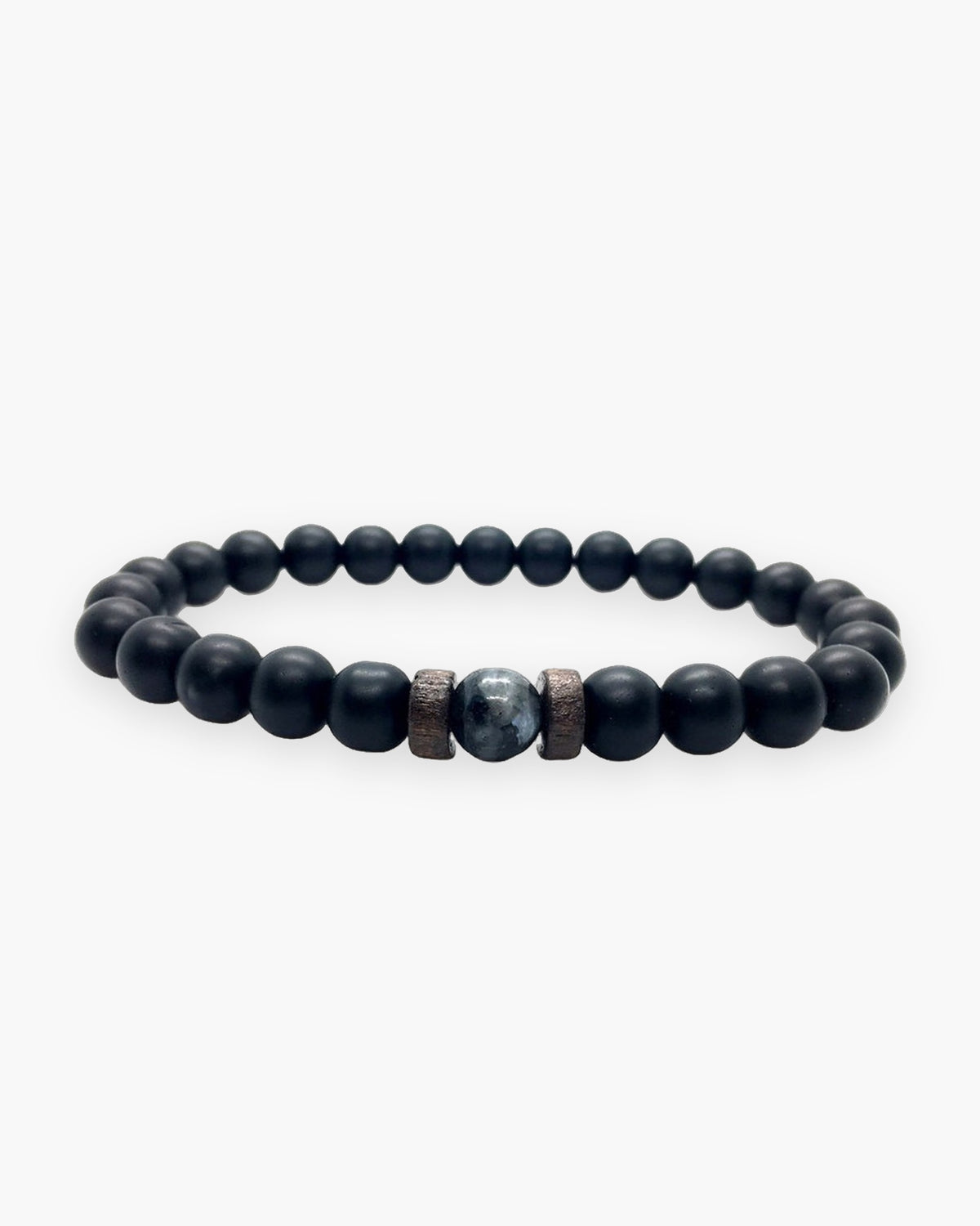 Atlas black bead bracelet in matte black and grey stone natural stone [c:matteblackgreystone]