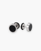 Atlas Black Disc Stud Earrings in silver [c:silver]