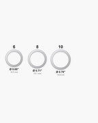 Atlas ring sizes 6 to 10 with inner diameters from 0.65 to 0.78 inch [u:in]