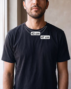 Atlas box chain with extender length 43 cm, 47 cm shown on the chest [u:mm]