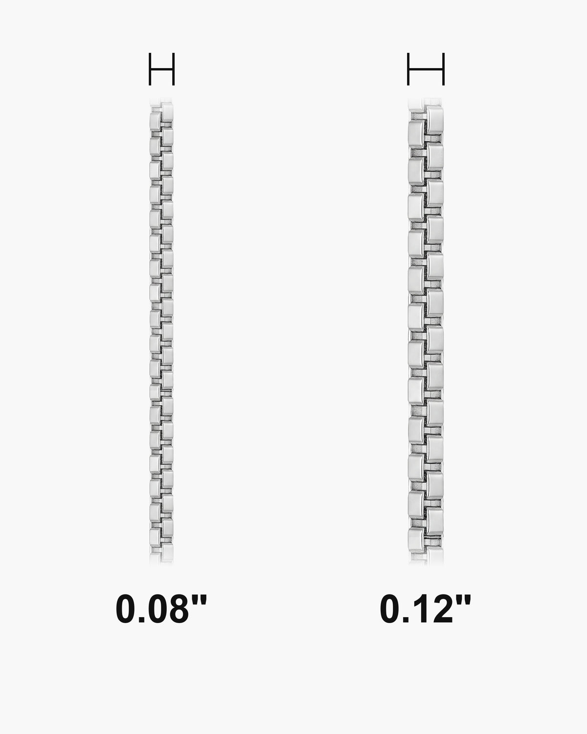 Atlas box chain with extender actual widths 0.08 in, 0.12 in [u:in]