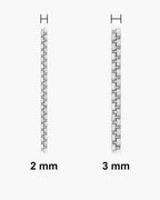 Atlas box chain with extender actual widths 2 mm, 3 mm [u:mm]
