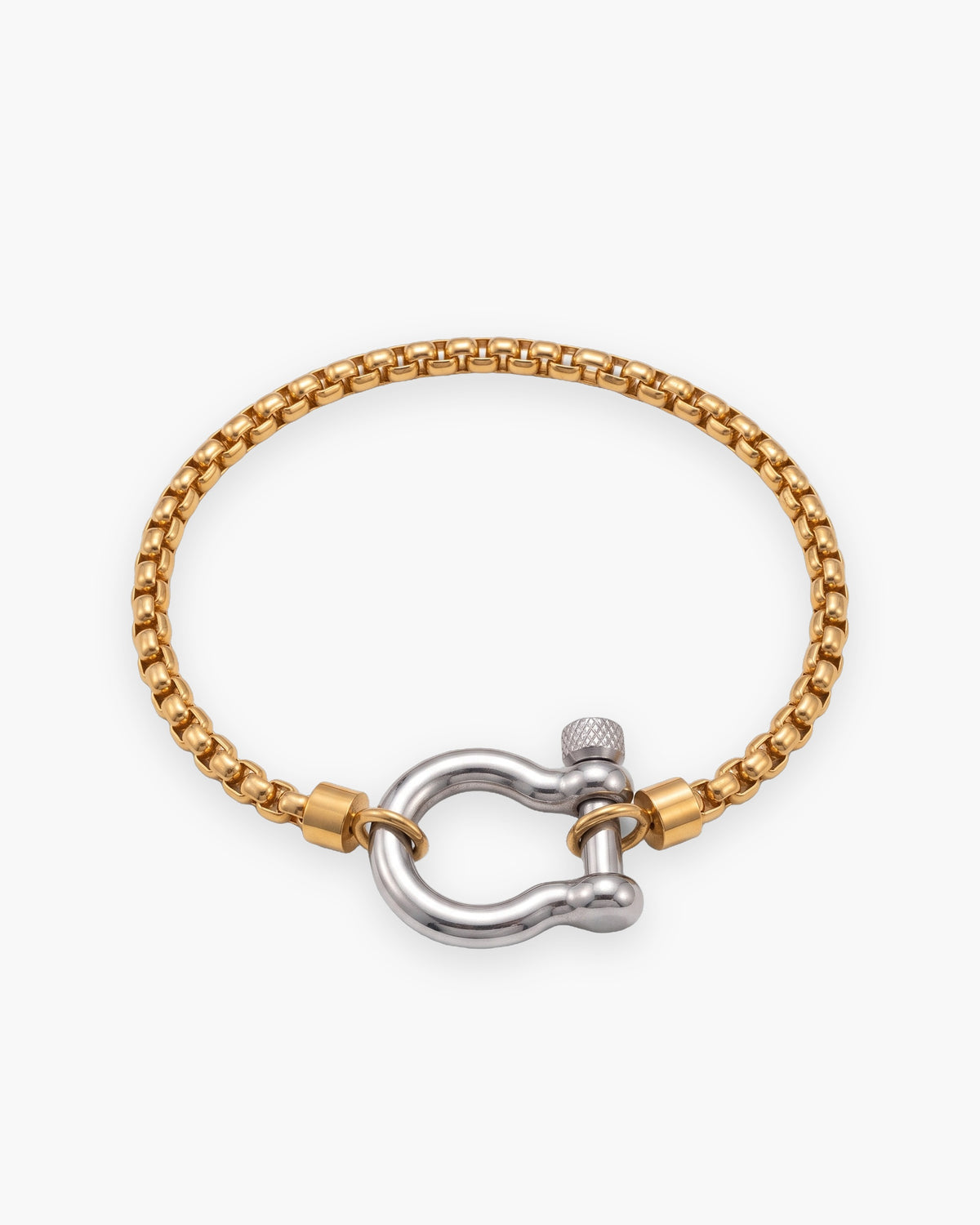 Atlas box link shackle bracelet in gold-tone with silver-tone shackle stainless steel [c:goldsilver]