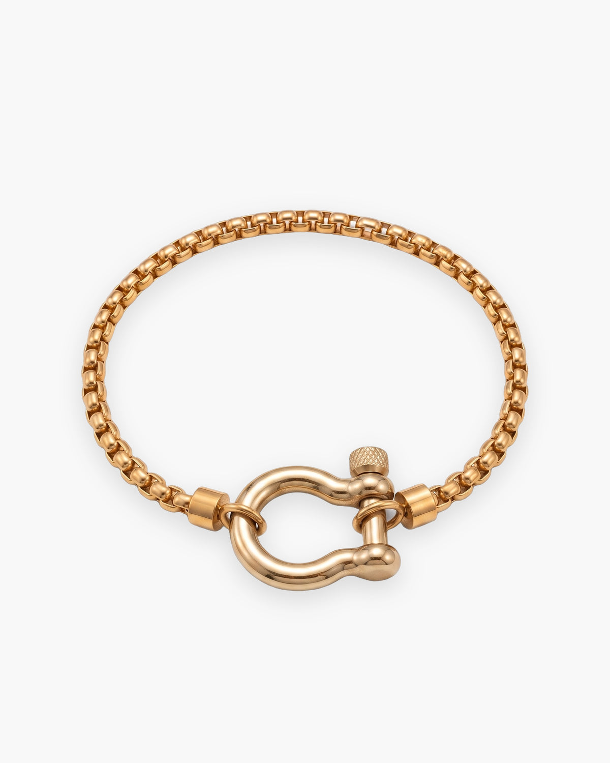 Atlas box link shackle bracelet in gold-tone stainless steel [c:gold]