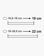 Atlas box link shackle bracelet lengths 19 to 22 cm with matching wrist sizes [u:mm]