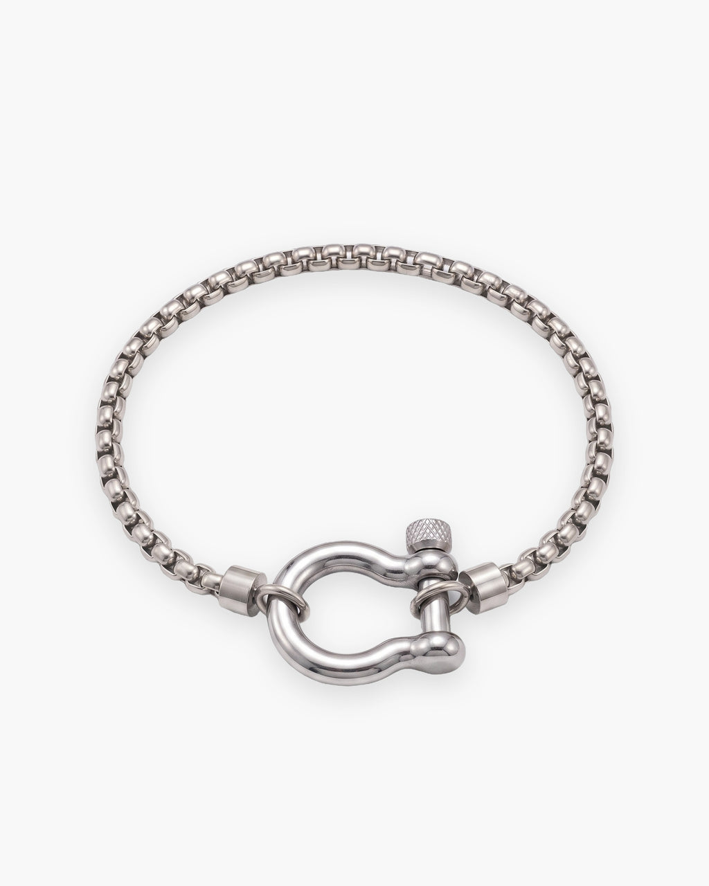 Atlas box link shackle bracelet in silver-tone stainless steel [c:silver]