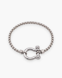 Atlas box link shackle bracelet in silver-tone stainless steel [c:silver]