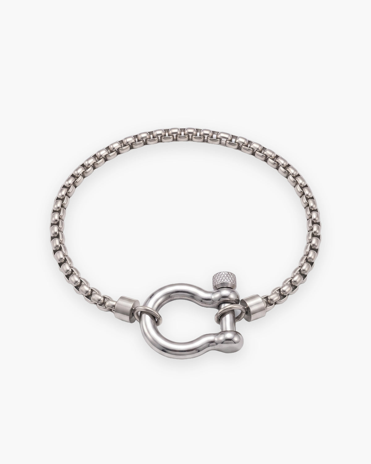 Atlas box link shackle bracelet in silver-tone stainless steel [c:silver]