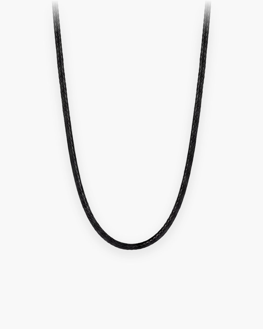 Atlas 3 mm braided cord necklace in black black cord and steel [c:black]