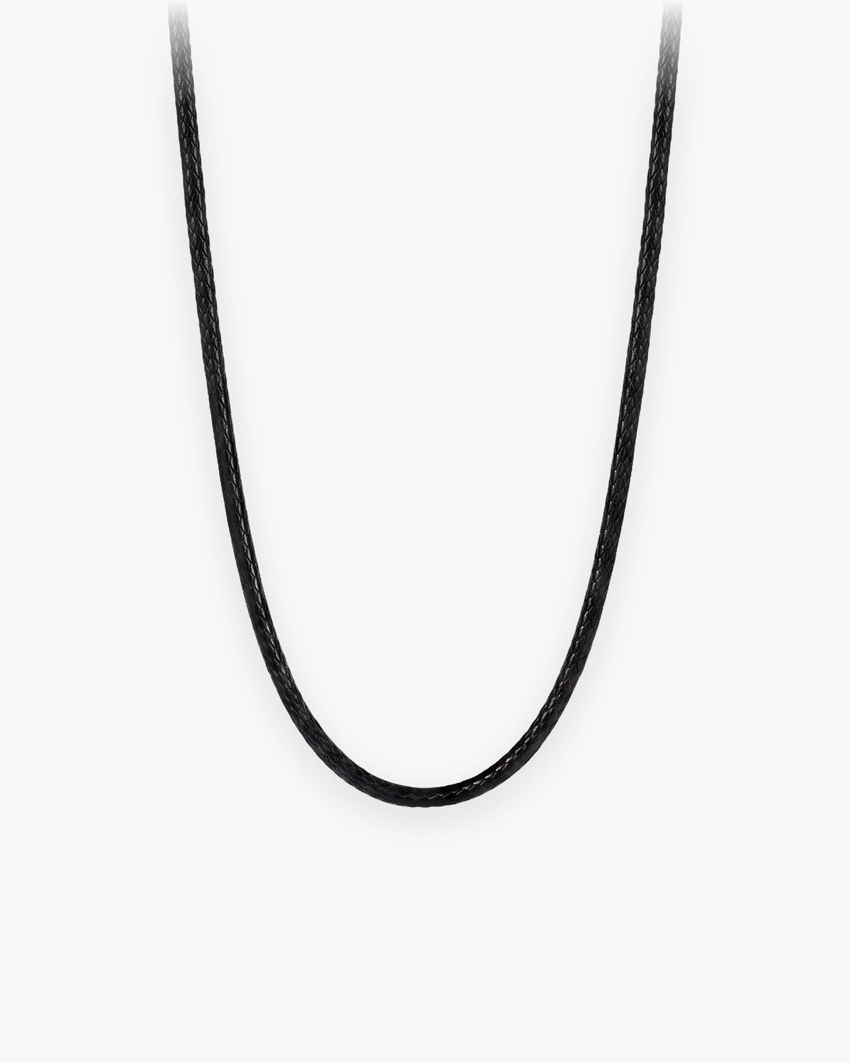 Atlas 3 mm braided cord necklace in black black cord and steel [c:black]
