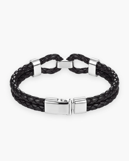 Men's Braided Leather Shackle Bracelet