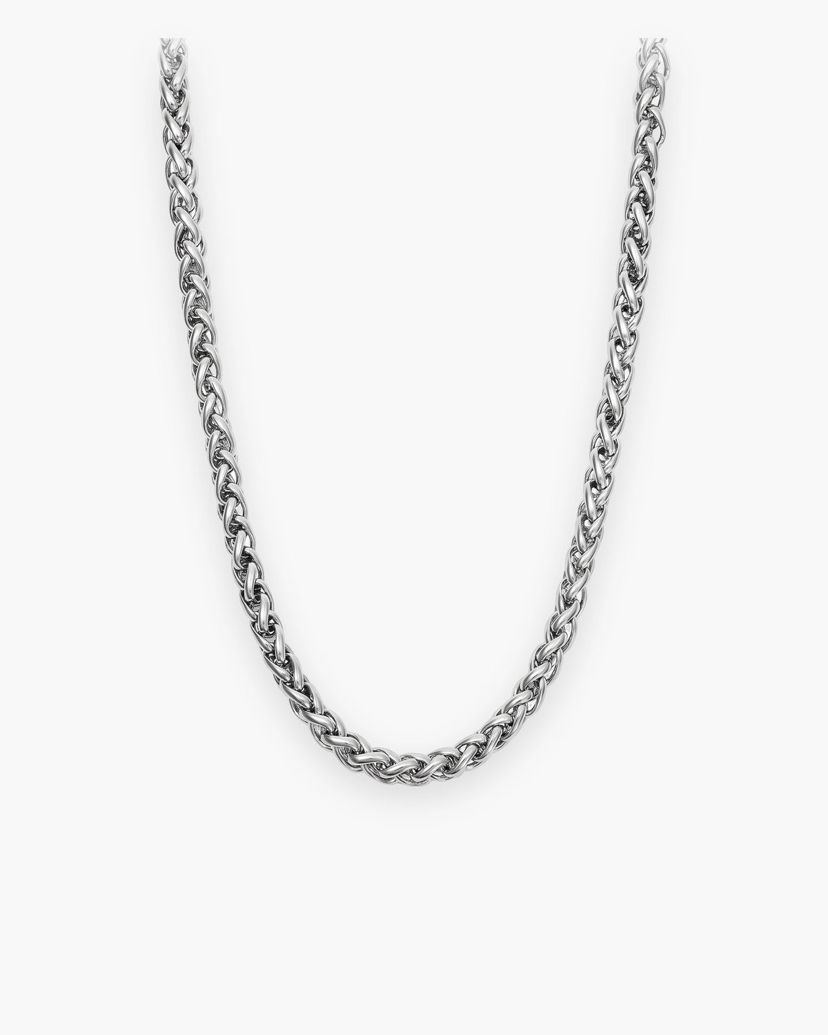 Atlas braided wheat chain in silver-tone titanium steel [c:silver]