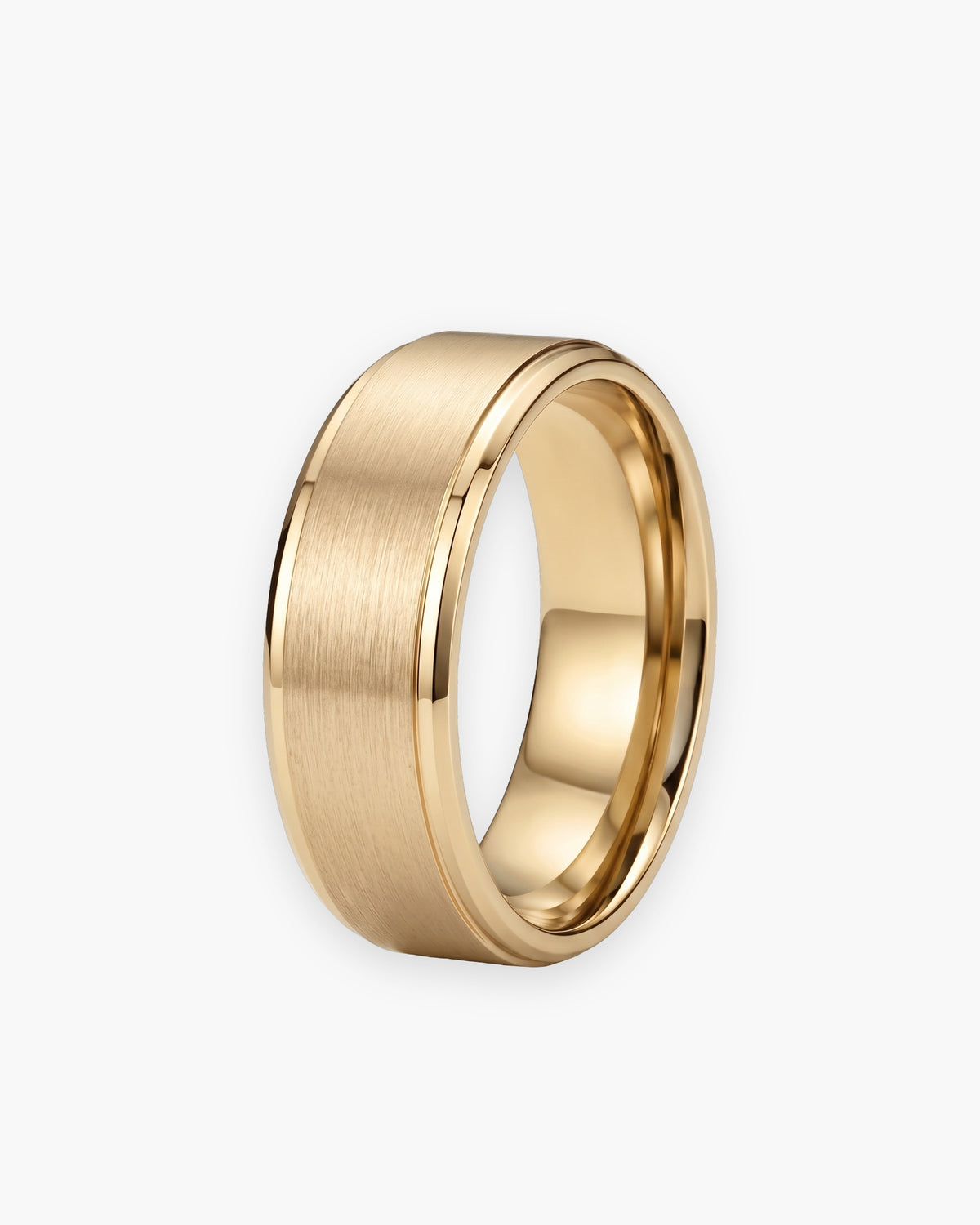 Atlas brushed beveled edge band ring in gold-tone stainless steel [c:gold]