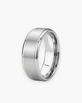 Atlas brushed beveled edge band ring in silver stainless steel [c:silver]