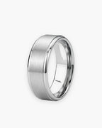 Atlas brushed beveled edge band ring in silver stainless steel [c:silver]