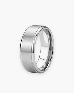 Atlas brushed beveled edge band ring in silver stainless steel [c:silver]