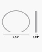 Atlas brushed cuff dimensions: 2.56 inch across, 0.24 inch wide [u:in]
