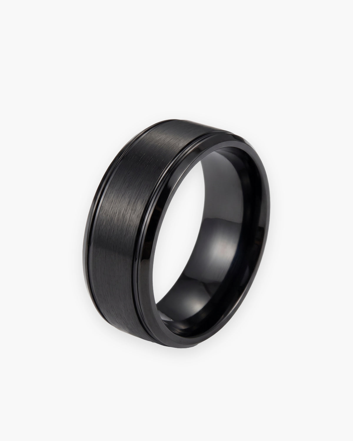 Atlas brushed panel ring in black stainless steel [c:black]