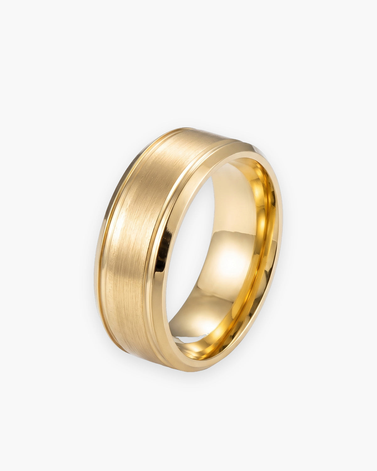 Atlas brushed panel ring in gold-tone stainless steel [c:gold]