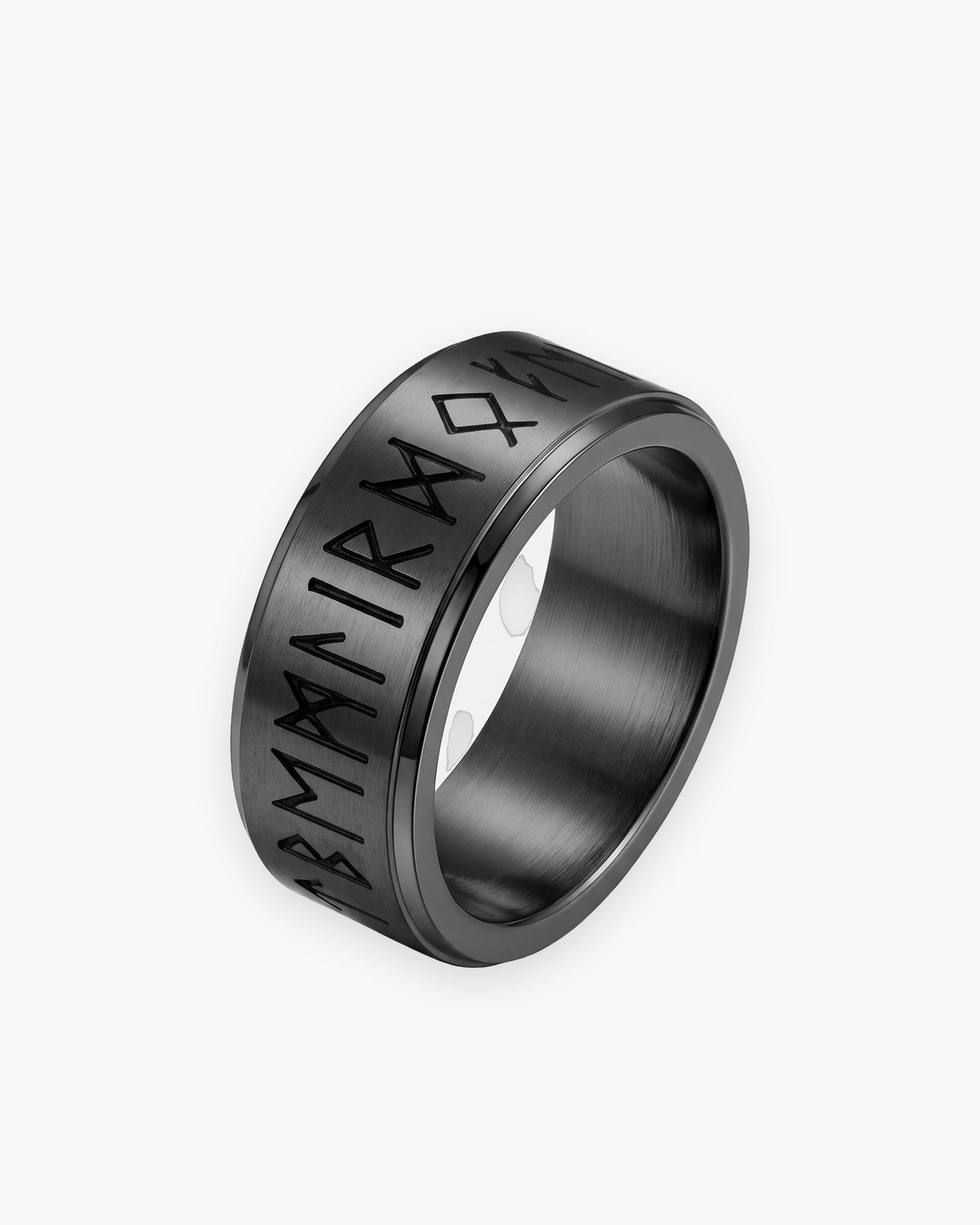 Atlas brushed rune band in black stainless steel [c:black]