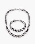 Atlas byzantine chain and bracelet set in silver stainless steel [c:silver]