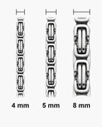 Atlas Byzantine chain widths side by side at true scale: 4, 5 and 8 mm [u:mm]