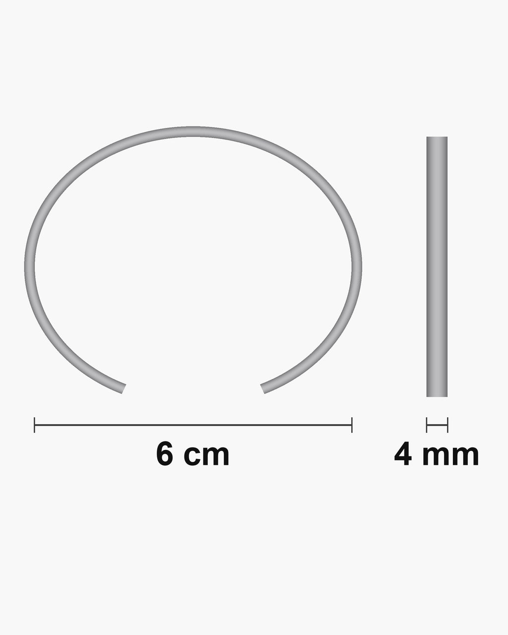 Atlas C-shaped cuff bracelet dimensions: 6 cm across, 4 mm wide [u:mm]