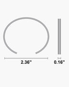 Atlas C-shaped cuff bracelet dimensions: 2.36 inch across, 0.16 inch wide [u:in]