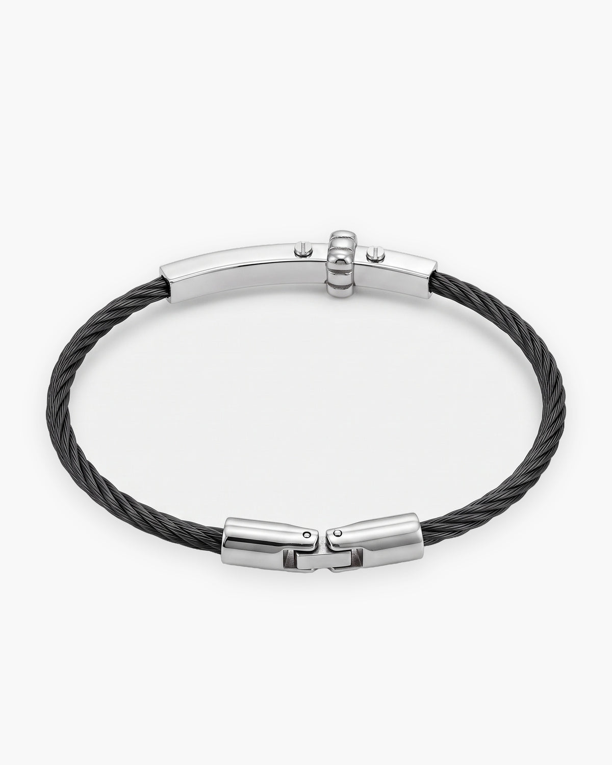 Atlas cable bar bracelet in black and silver stainless steel [c:blacksilver]