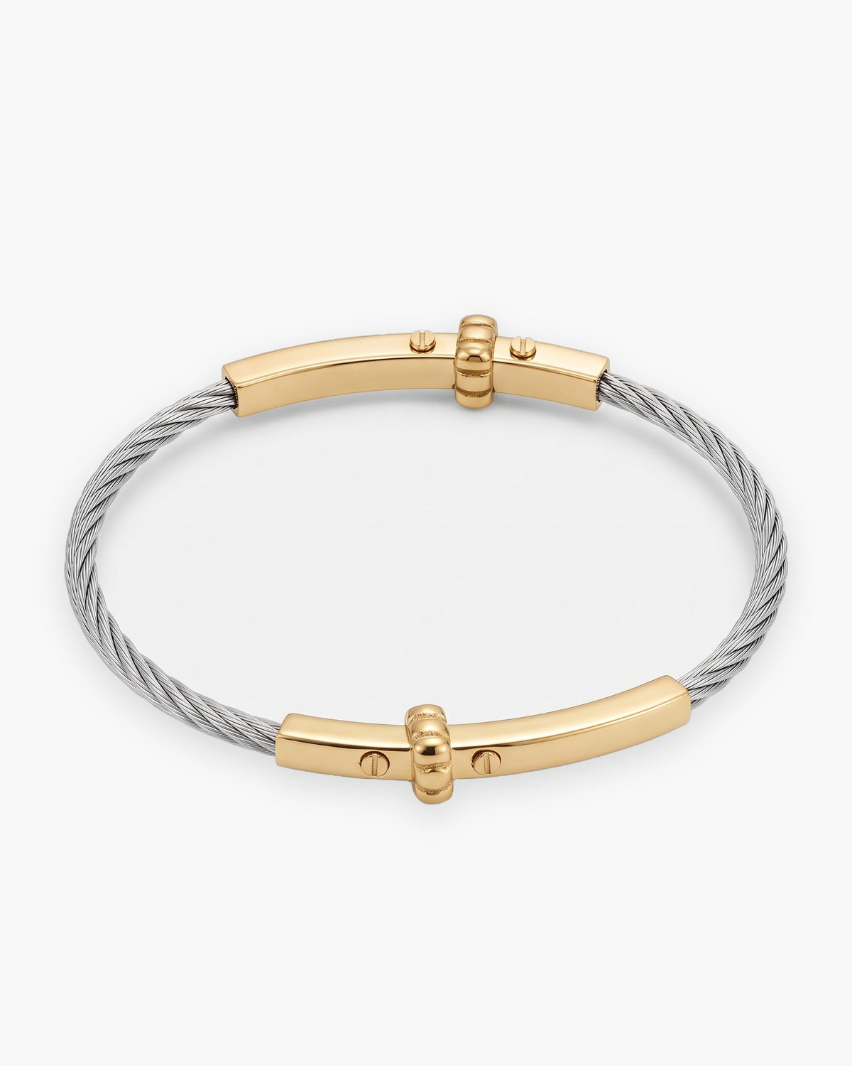 Atlas cable bar bracelet in silver and gold-tone stainless steel [c:silvergold]