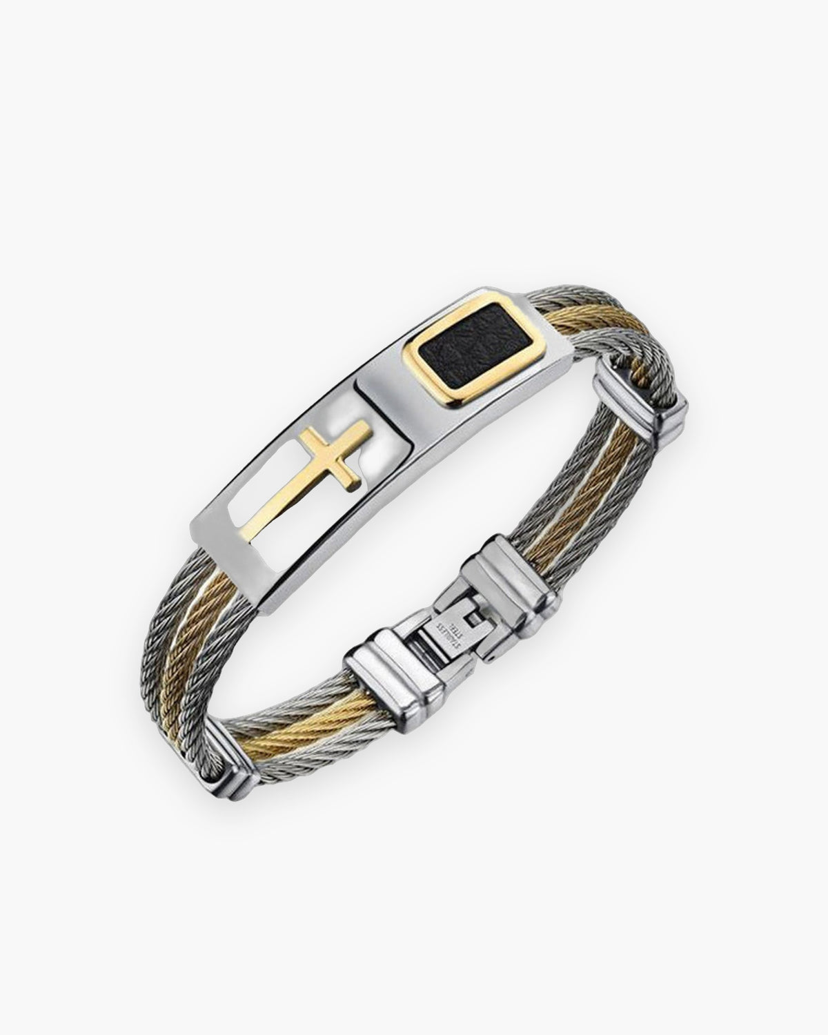 Atlas cable cross bracelet in gold-tone titanium steel [c:gold]