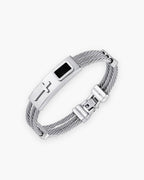 Atlas cable cross bracelet in silver titanium steel [c:silver]