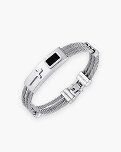 Atlas cable cross bracelet in silver titanium steel [c:silver]