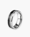 Atlas Carbon Fiber Inlay Ring in silver-tone [c:silver]