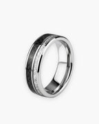 Atlas Carbon Fiber Inlay Ring in silver-tone [c:silver]