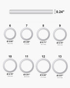 Atlas Carbon Fiber Inlay Ring ring sizes 6 to 13 with inner diameters 0.65 to 0.87 inch [u:in]