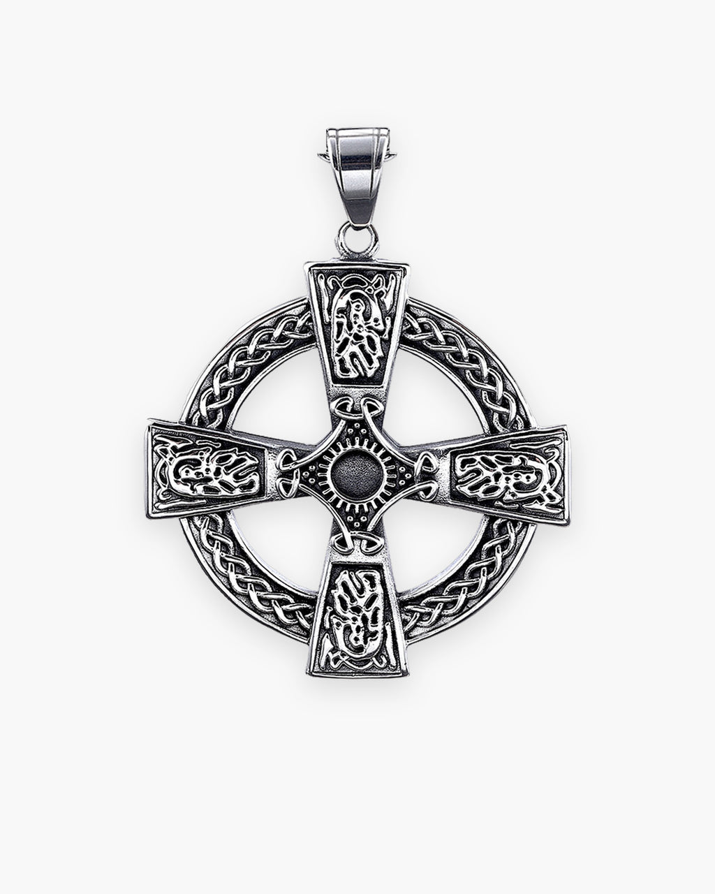 Atlas Celtic knotwork cross pendant in antiqued stainless steel, pendant only [c:pendantonly]