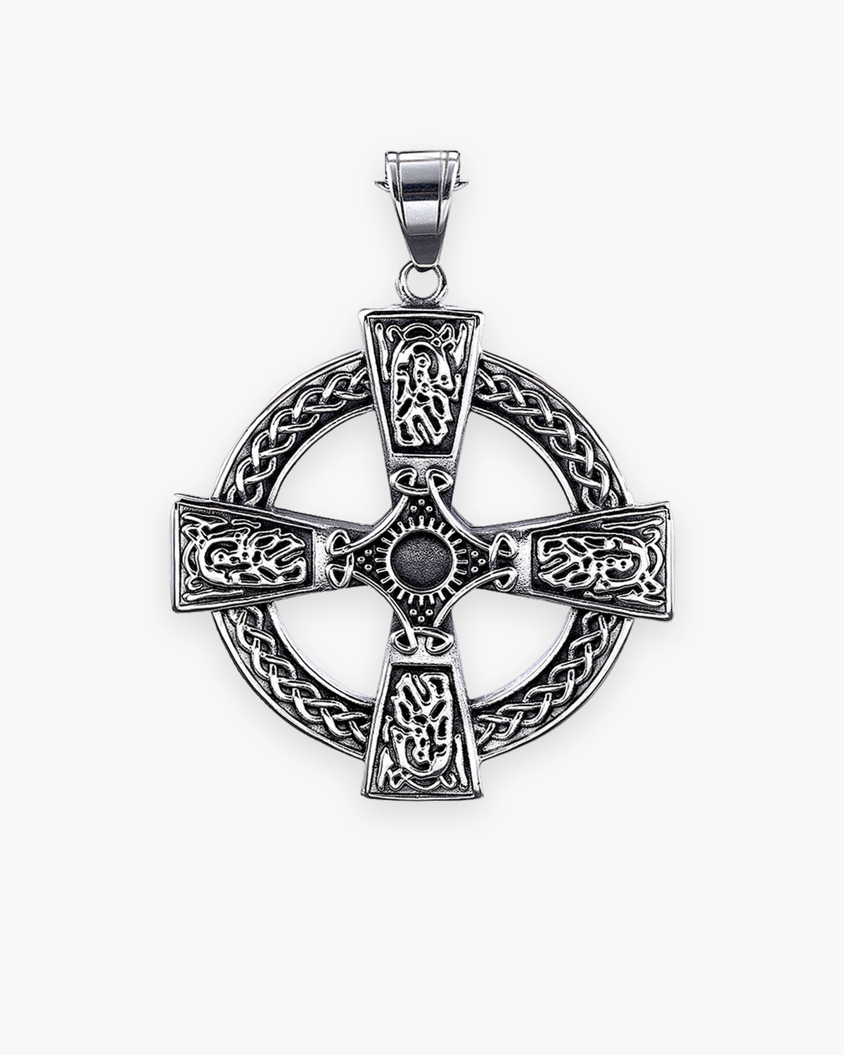 Atlas Celtic knotwork cross pendant in antiqued stainless steel, pendant only [c:pendantonly]