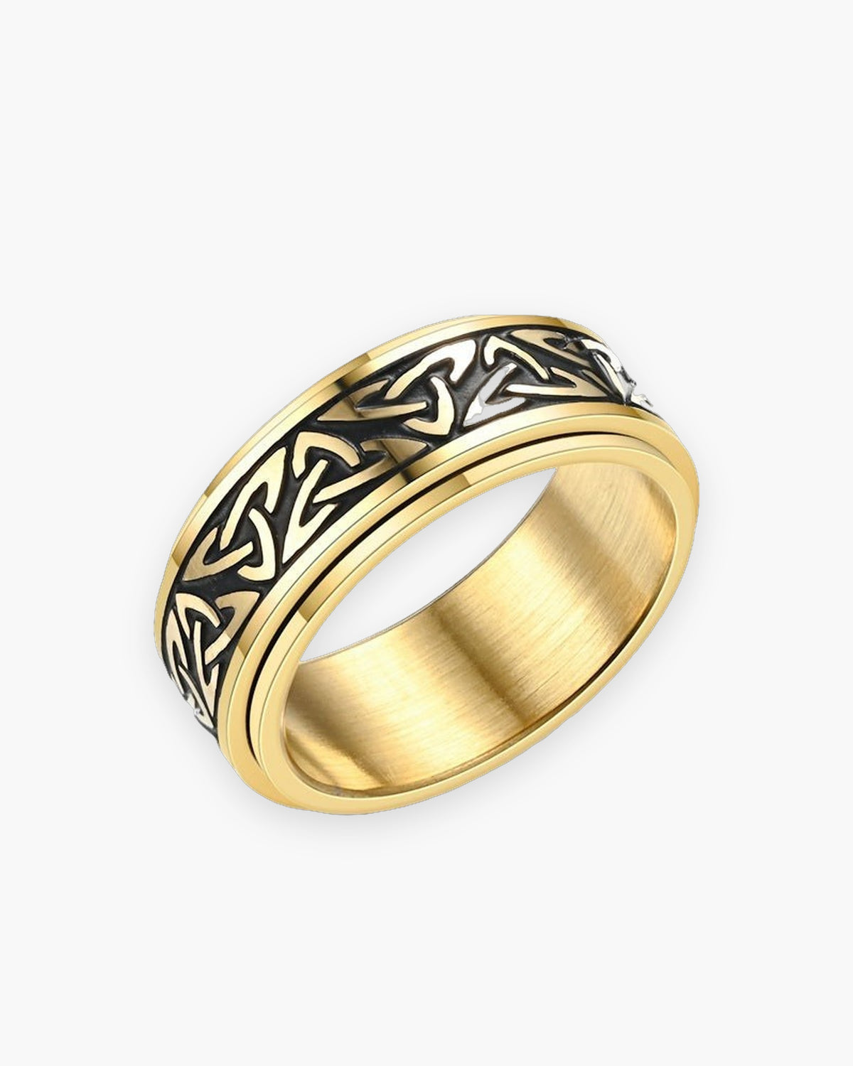 Atlas Celtic knot spinner ring in gold-tone titanium steel, 8 mm wide [c:gold]