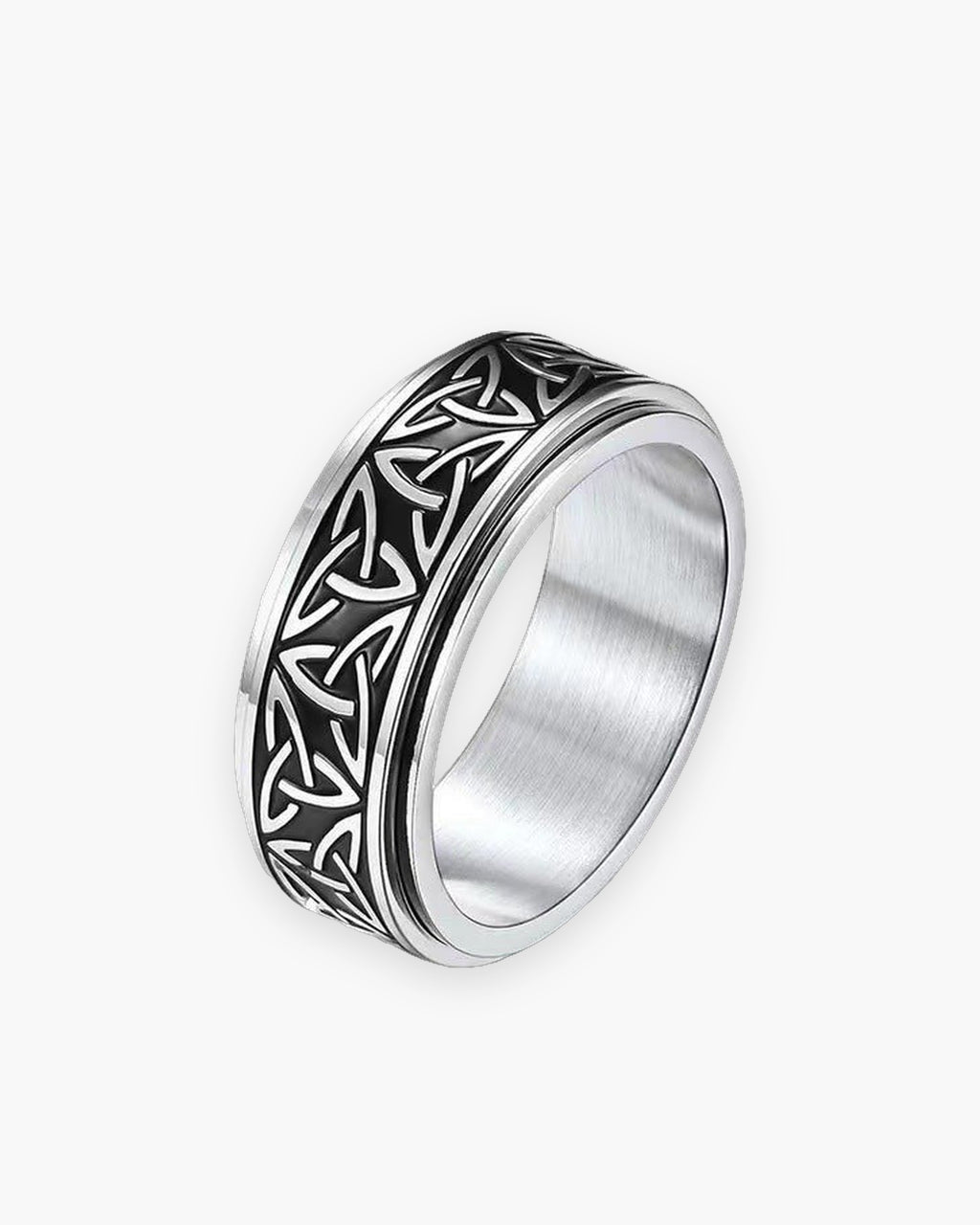 Atlas Celtic knot spinner ring in silver titanium steel, 8 mm wide [c:silver]