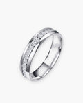 Atlas channel-set cubic zirconia band ring in silver titanium steel, 6 mm wide [c:silver]