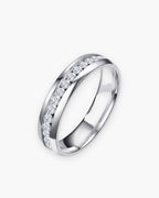 Atlas channel-set cubic zirconia band ring in silver titanium steel, 6 mm wide [c:silver]