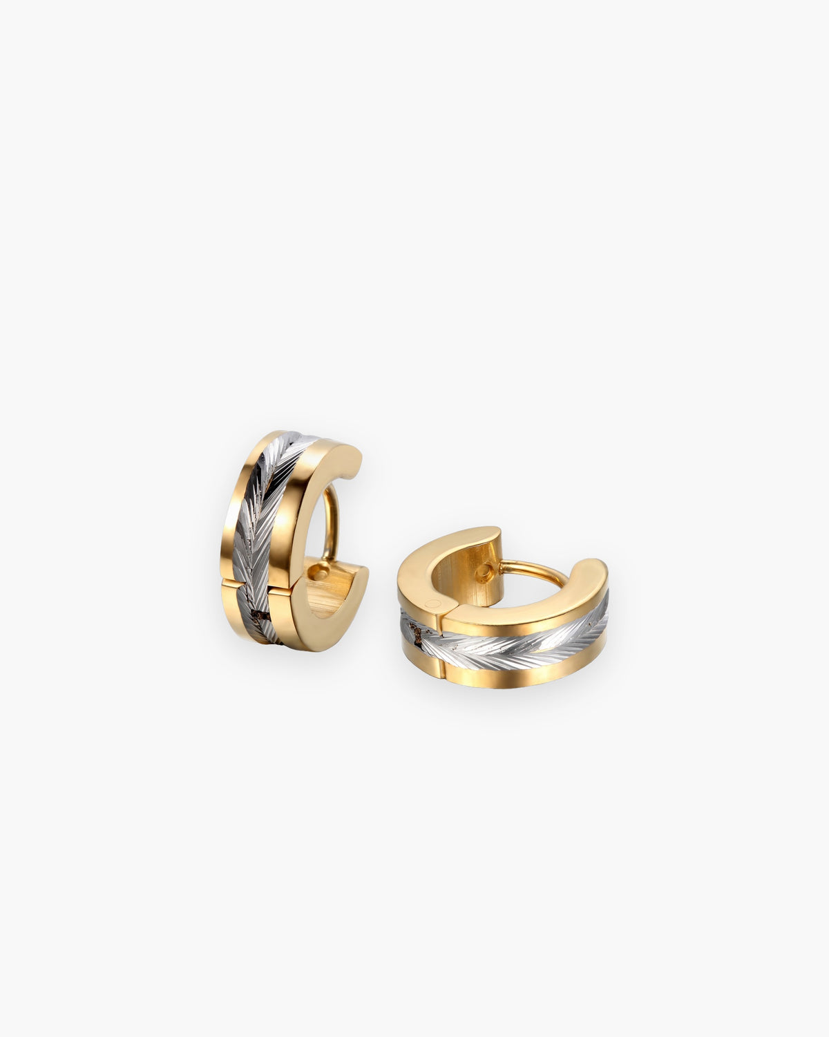 Atlas chevron inlay hoop earring in gold-tone titanium steel [c:gold]