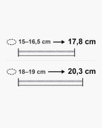 Bracelet length guide: wrist 15-16.5 cm fits the 17.8 cm bracelet; wrist 18-19 cm fits the 20.3 cm bracelet [u:mm]