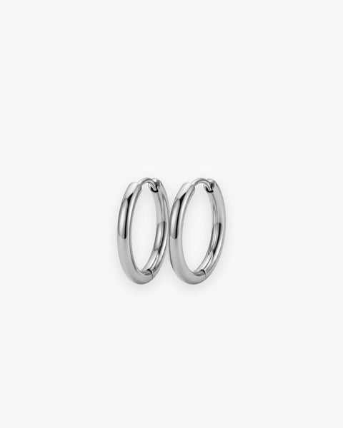 Atlas classic hoop earrings in silver-tone stainless steel [c:silver]
